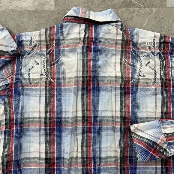 ROCK47 WESTERN PEARL SNAP BUTTON UP SHIRT MENS MEDIUM LONG SLEEVE EMBROIDERED - Picture 4 of 10